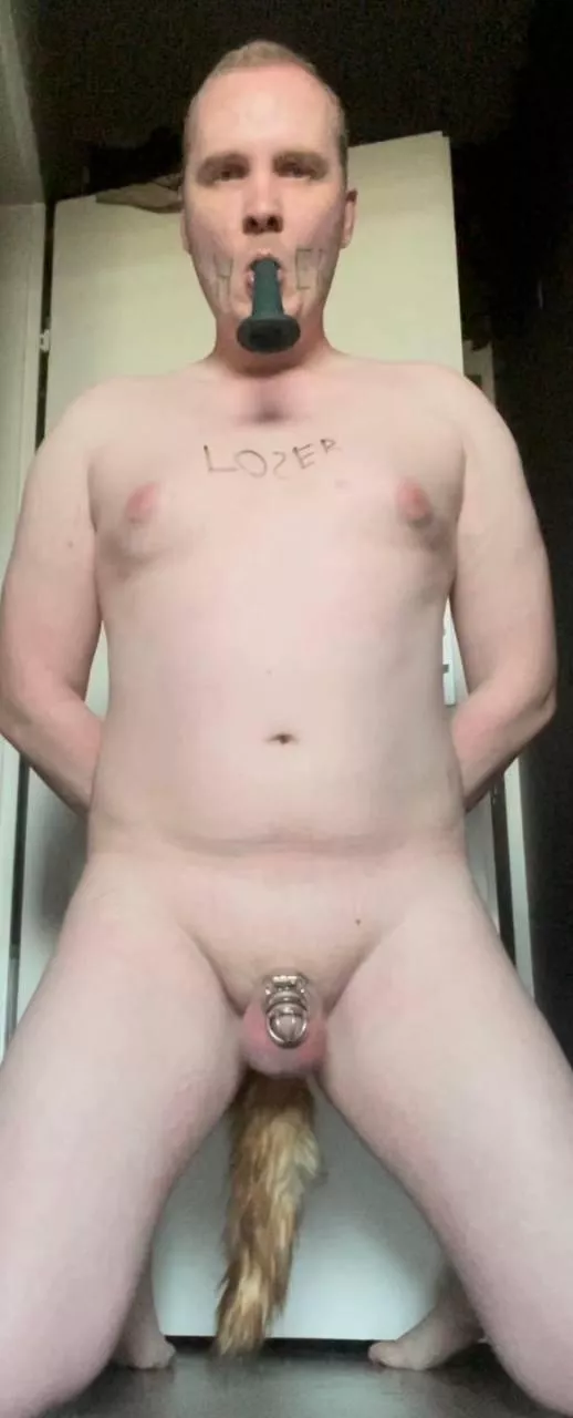 Whenever my sub sees my body he just can't behave himself... so he's gotta be locked up