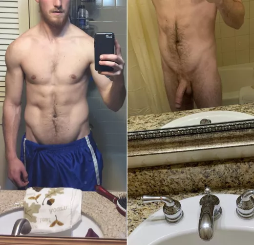 Cum bend over in front of the mirror