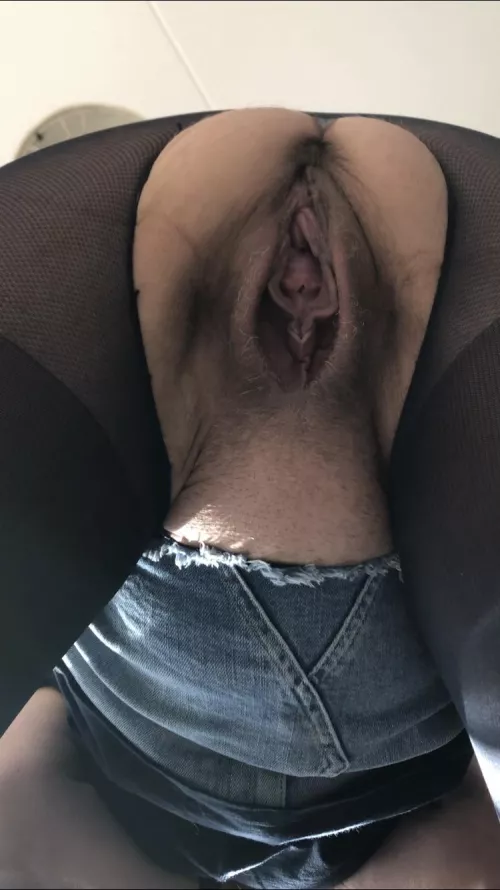 Her gaping upskirt pussy.