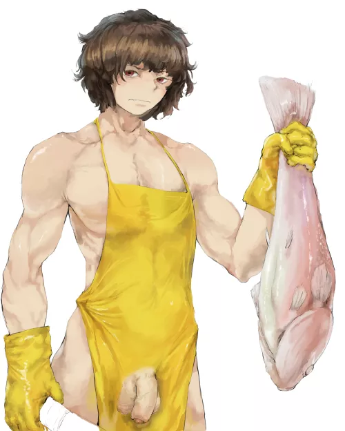 hey! look at the fish, not his c0ck! (WIP art by me @gogohan007)