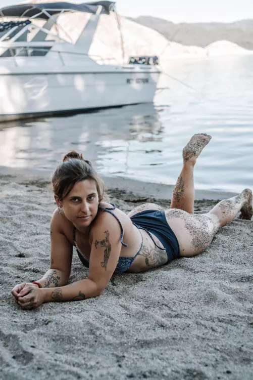 I think my body looks adorable in my blue bikini.