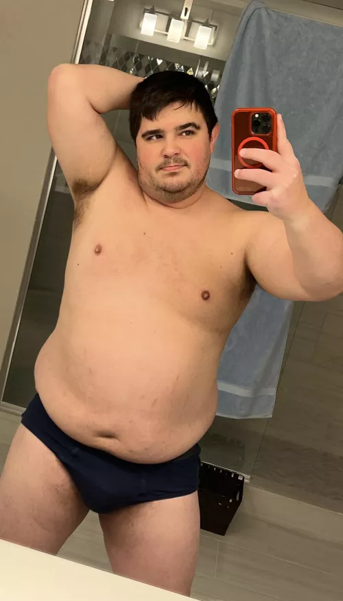 May not be hairy, but hope y’all still like to see a big guy in briefs