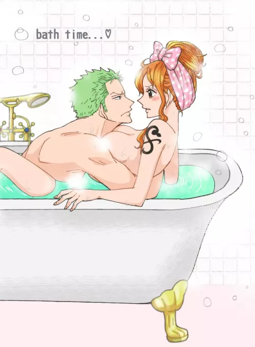 Nami x zoro in the bath