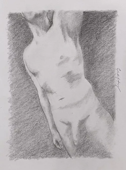 Pencil sketch of u/redactedfive. Graphite on bristol