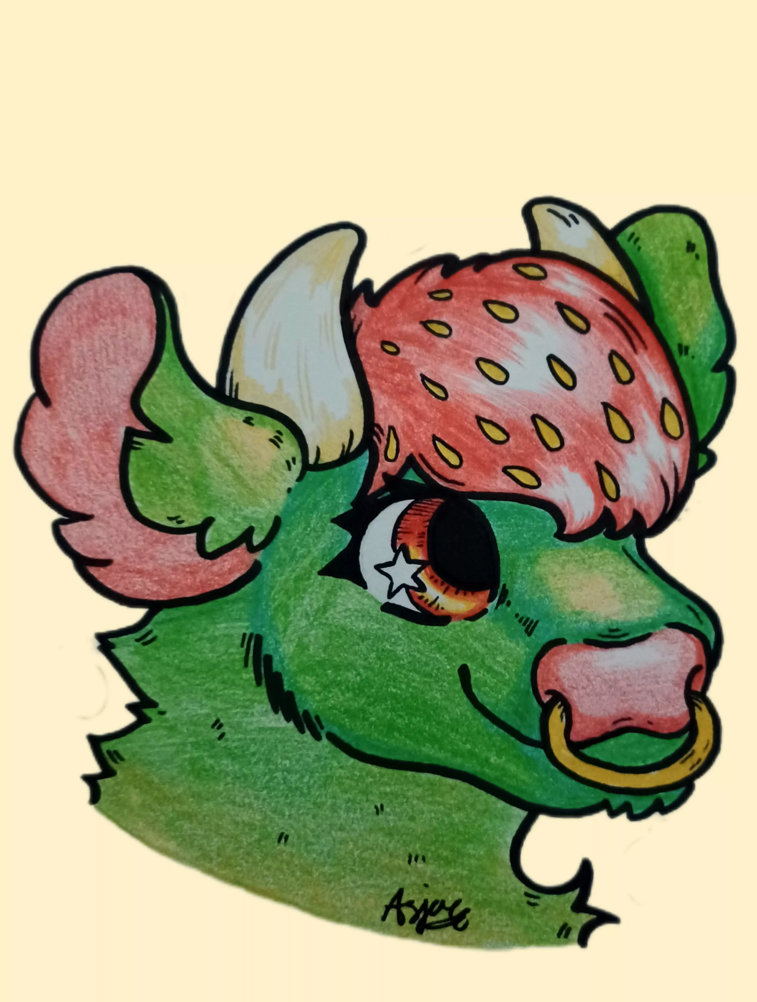 Strawberry cow! (Art by me )