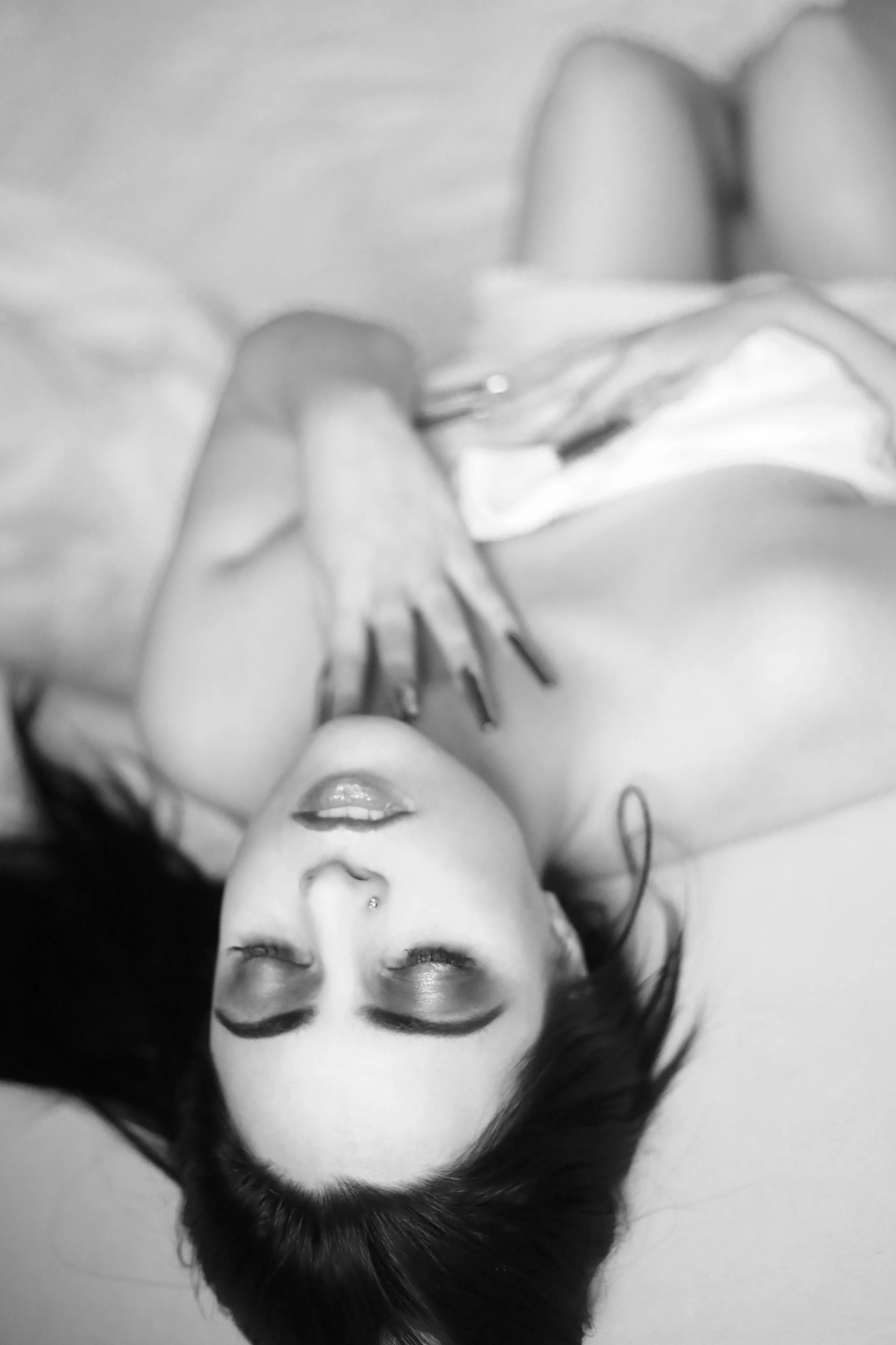 Wearing only a white sheet