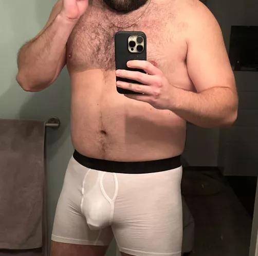 White boxers sure lead to a nice cock outline huh?