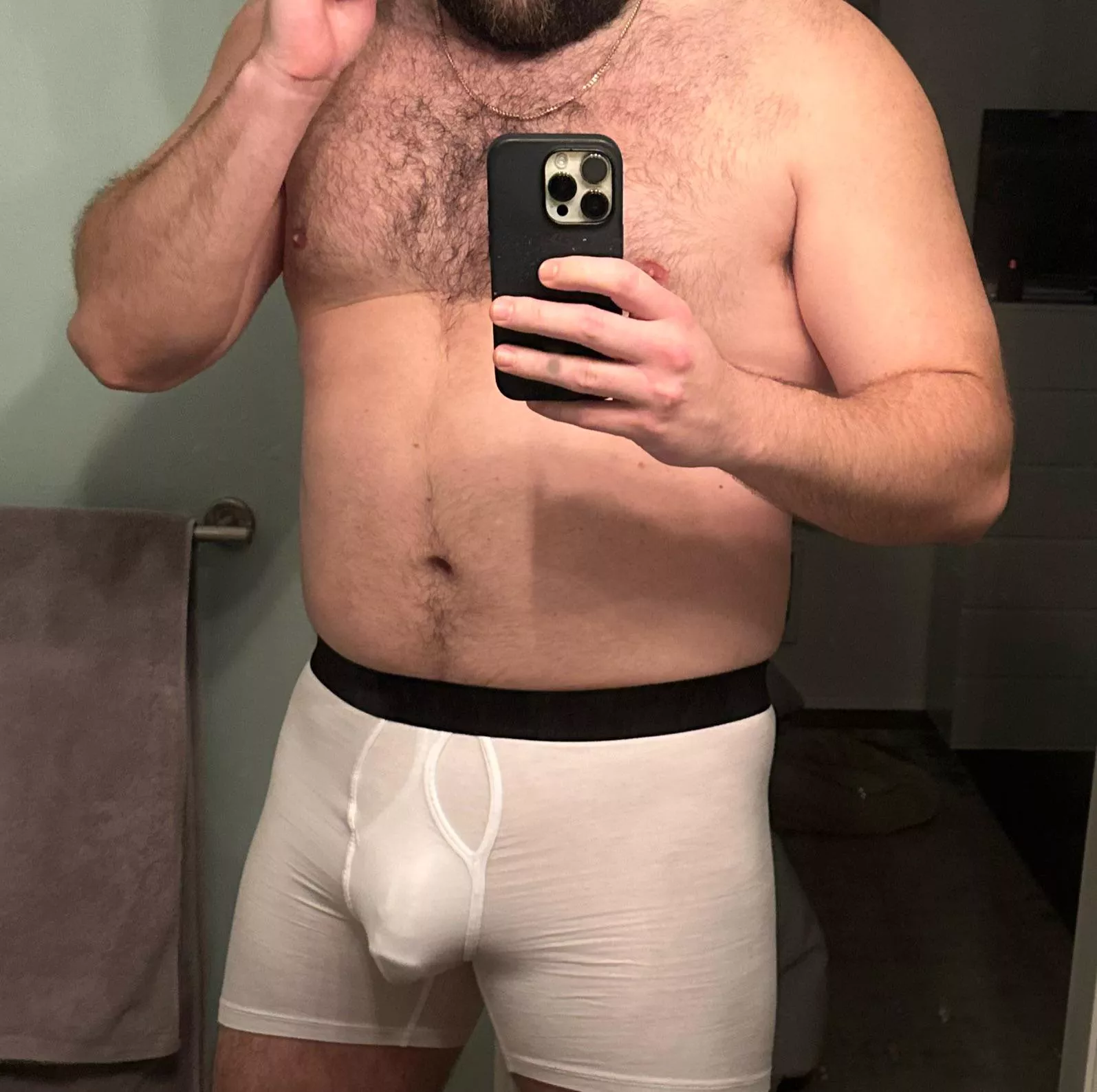 White boxers sure lead to a nice cock outline huh?