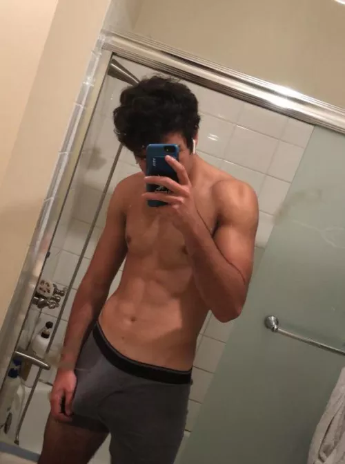 You enter the bathroom and see me standing like this. Wyd???!