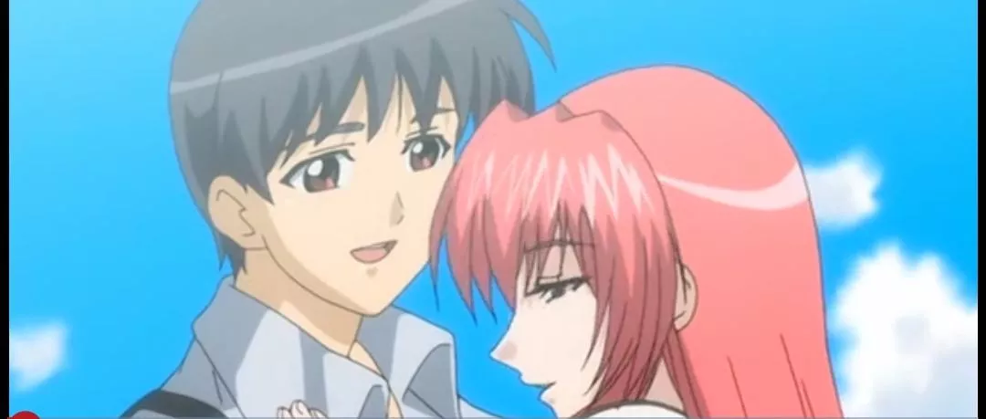 Color: 1boy, 1girl, pink hair, black hair