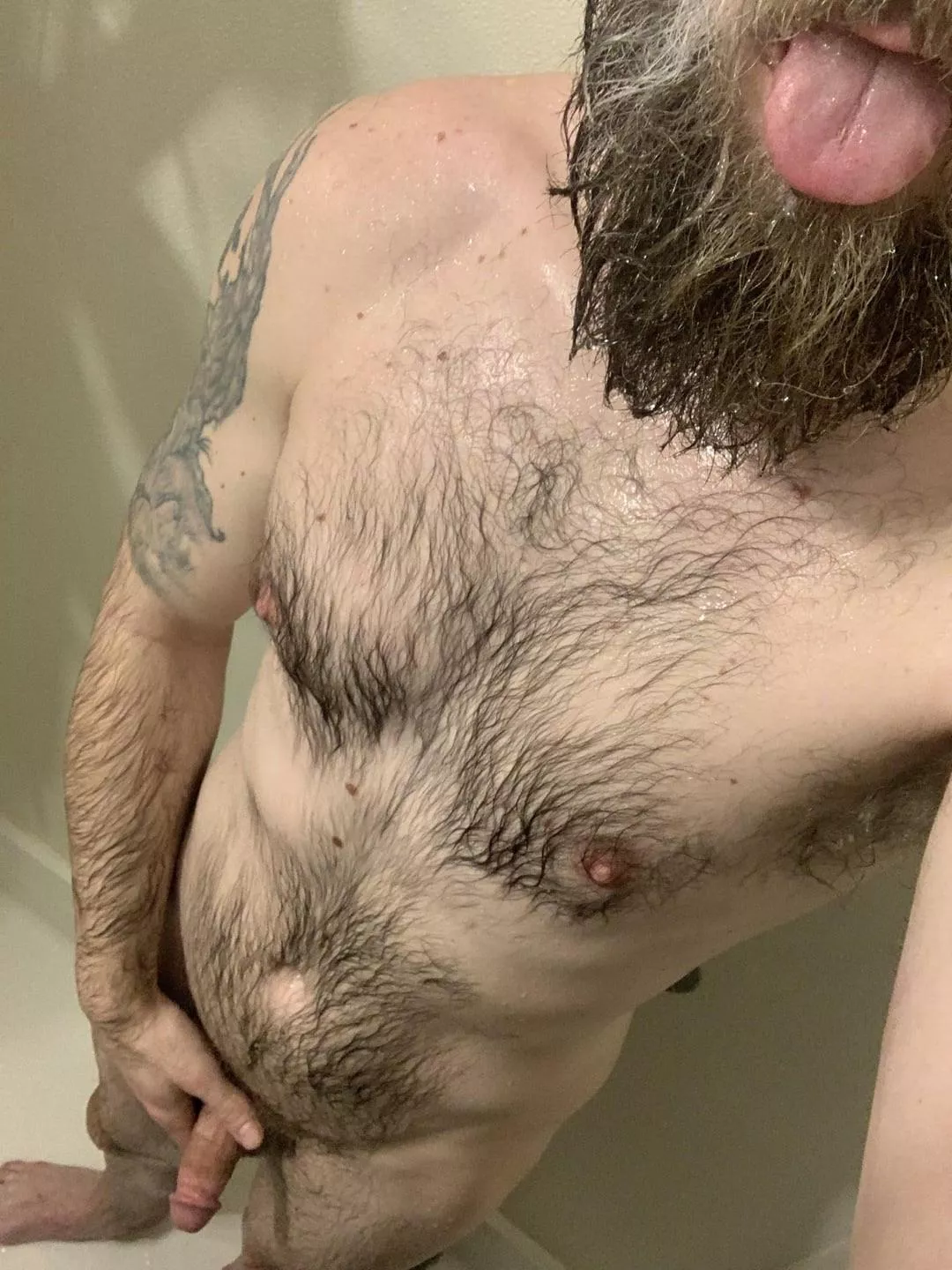 Daddy in the shower.