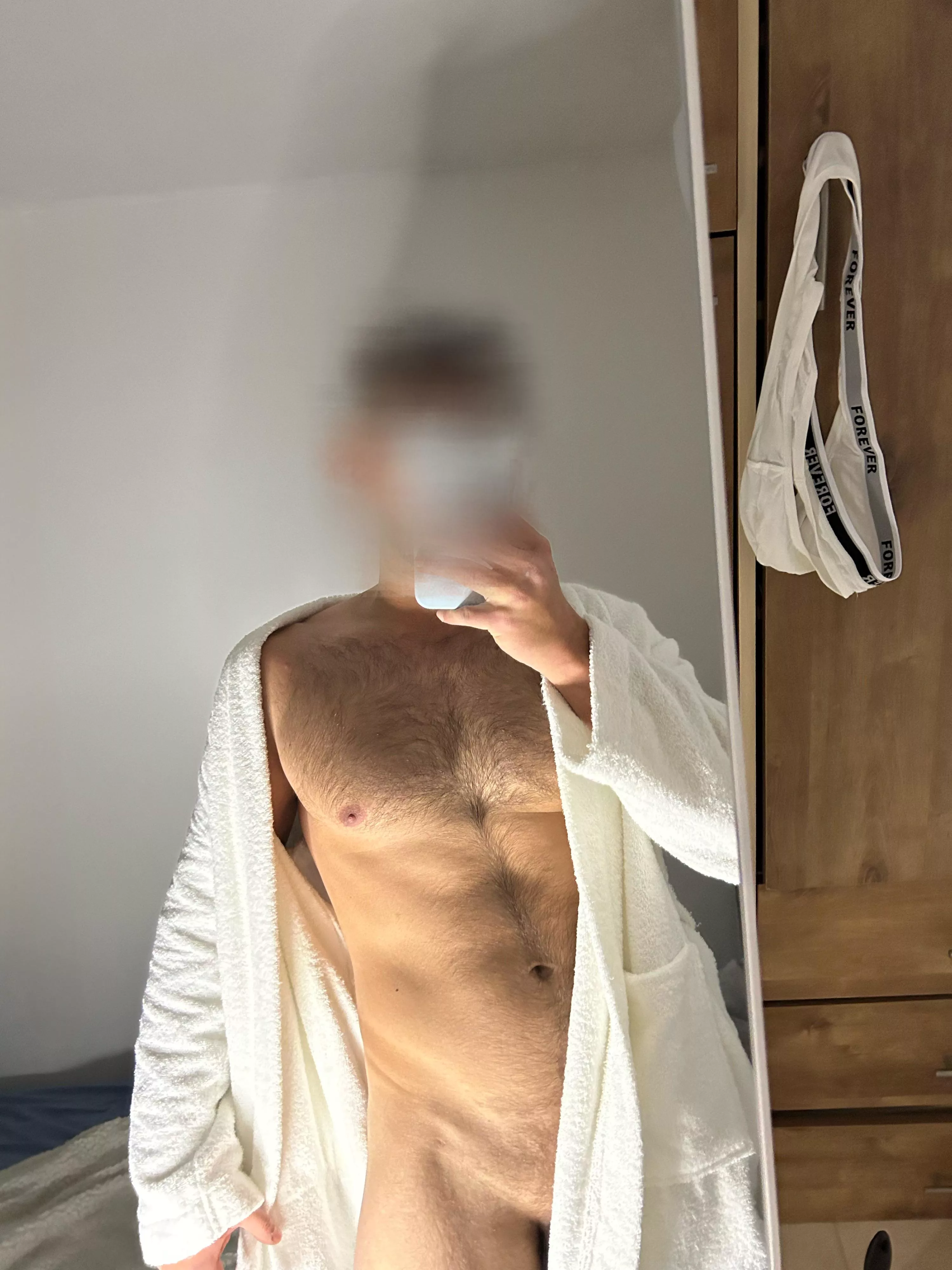 Fresh out of the shower, what are we doing tonight?