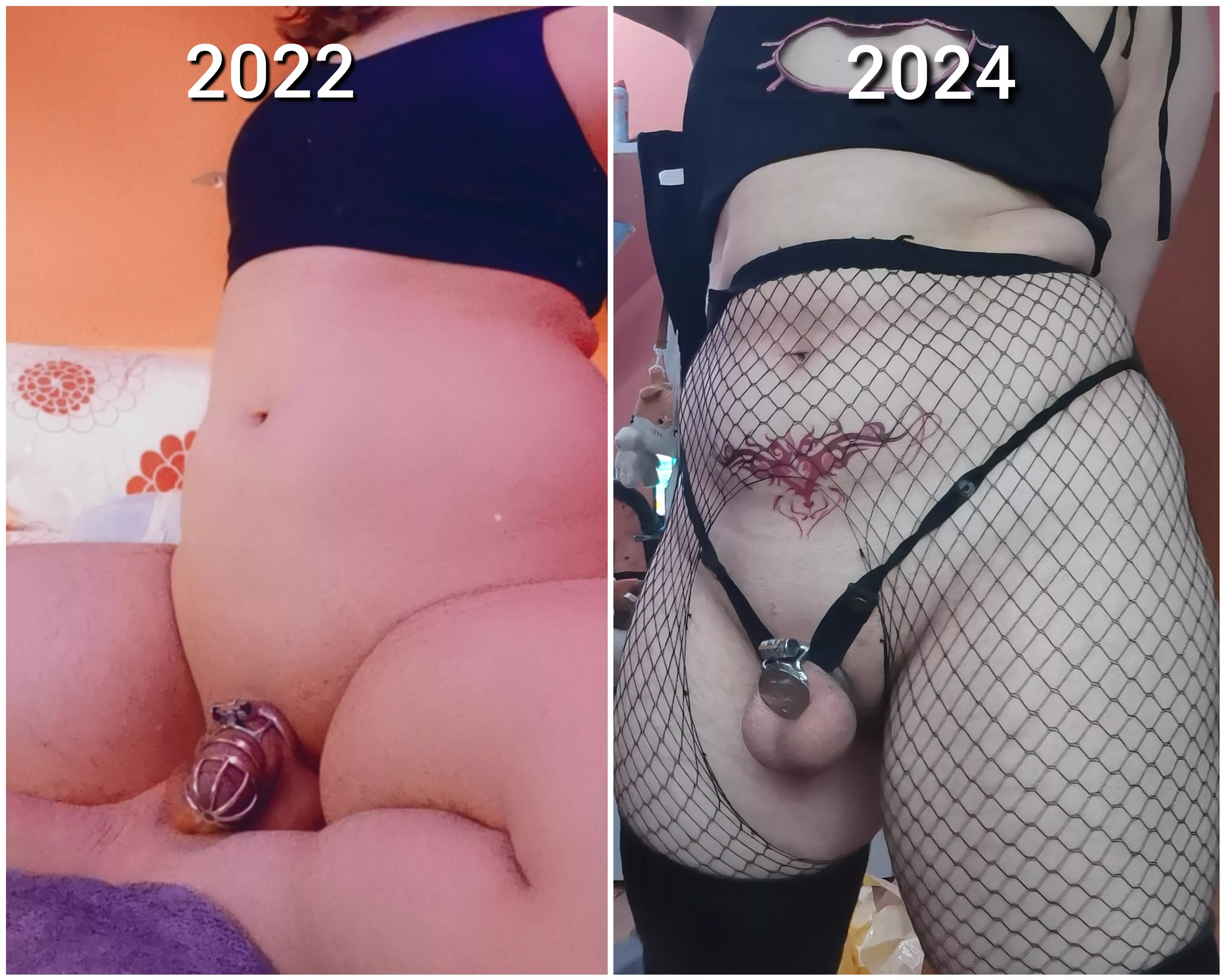 How it started vs How its going 🥺 chastity really turned me into a slut 💞