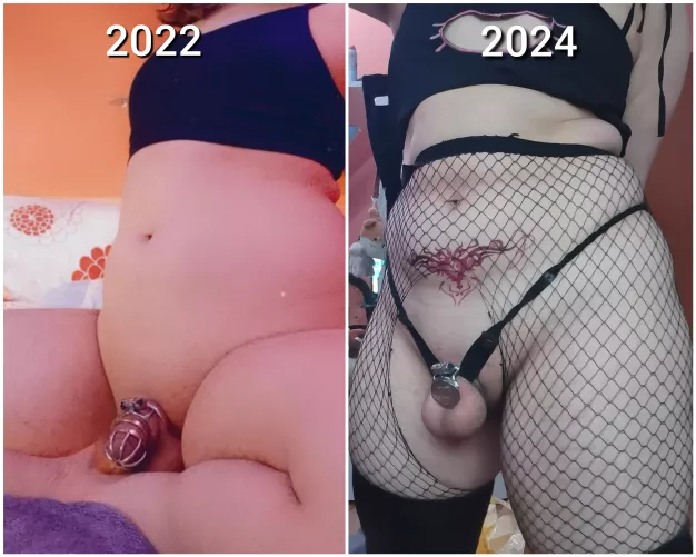 How it started vs How its going 🥺 chastity really turned me into a slut 💞