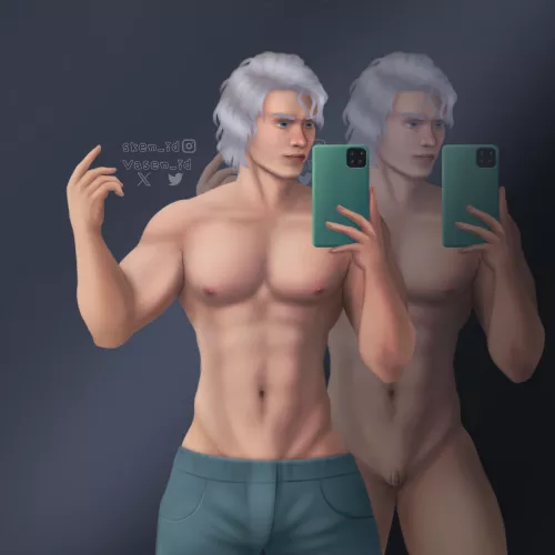 Man with pussy, Twitter/X artist: Vasen_id