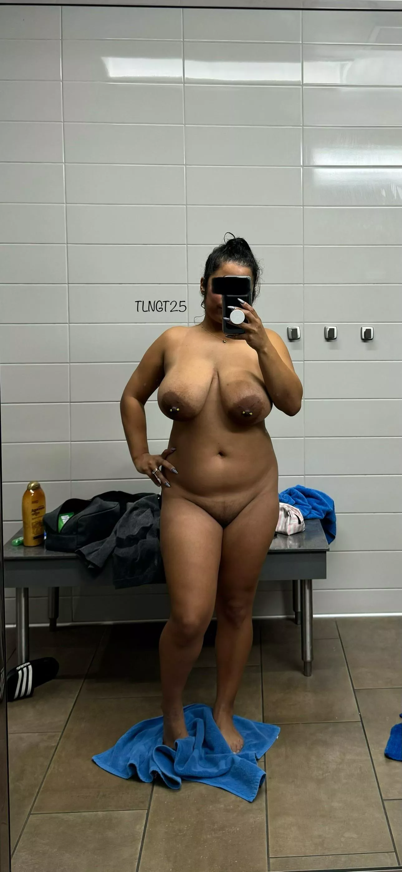 Surprised they had a full body mirror in this shower stall