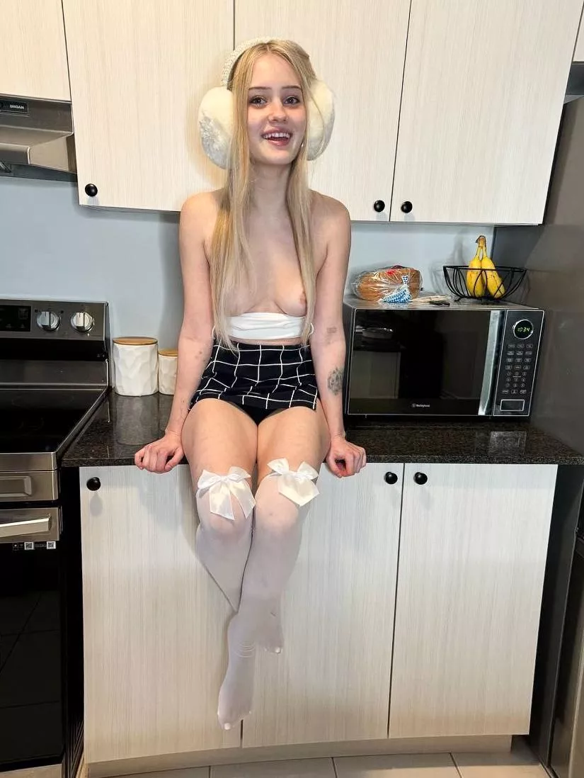 warming my tities out after a long walk from the snow