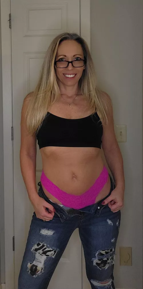 51 isn't too old for a crop top and a little hot pink?
