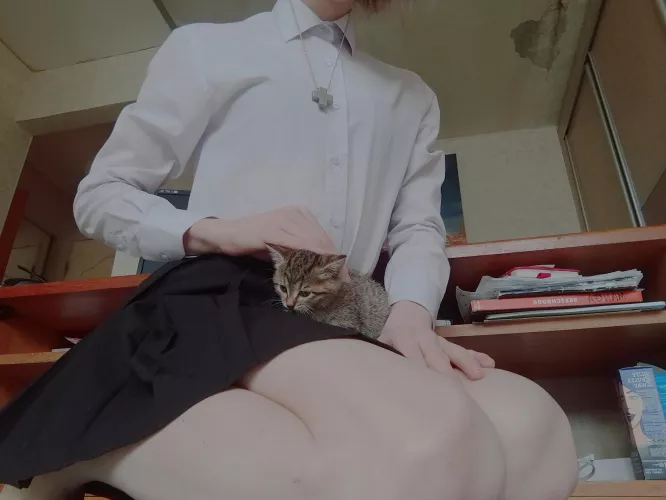 A little kitty sitting on my hips :3