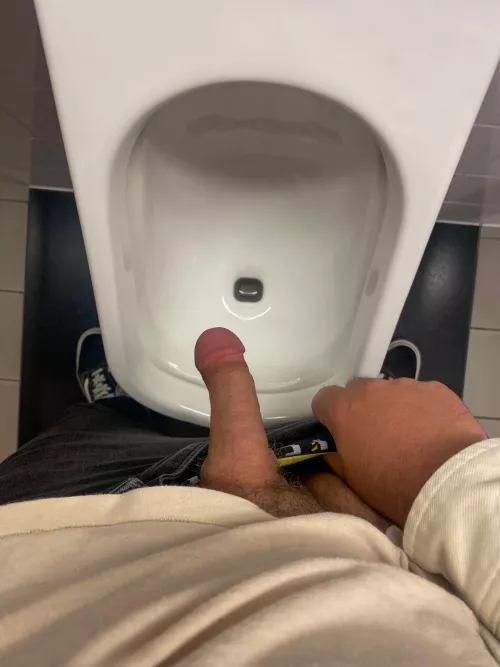 At work urinals with my soft cock out. Hoping the boss will catch a a glimpse.
