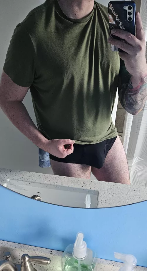 Bulging in my black briefs today.