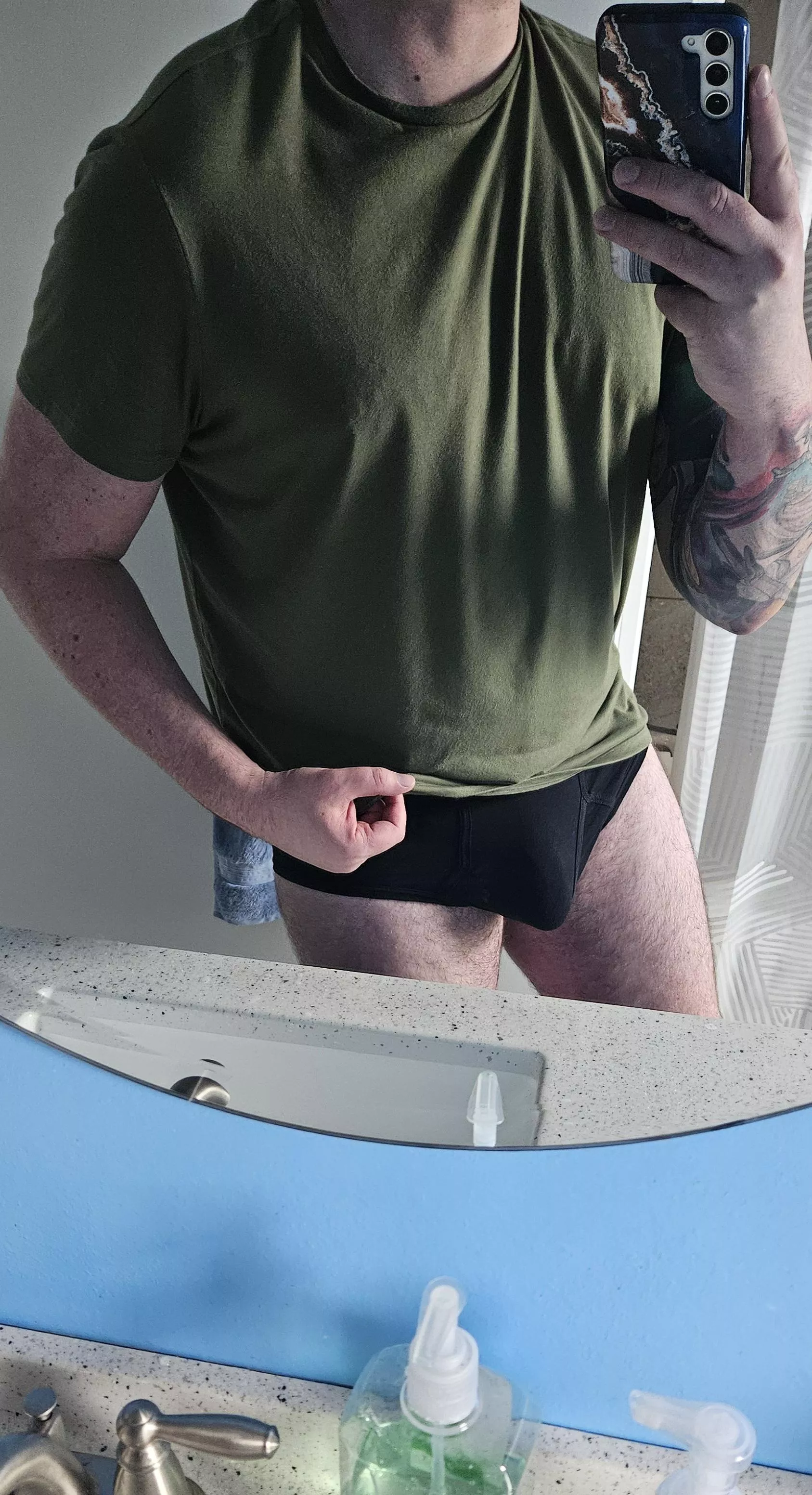 Bulging in my black briefs today.