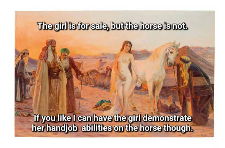 The girls is for sale, but the horse is not.