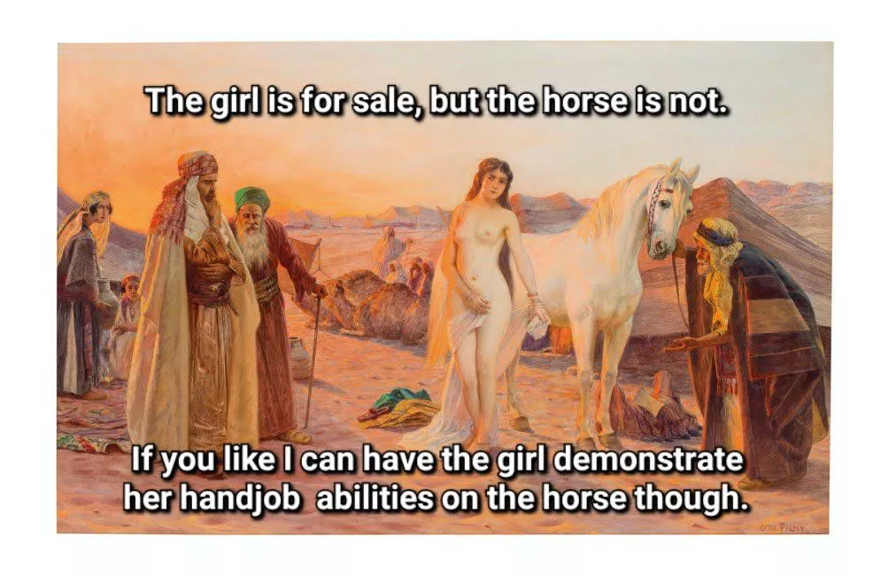 The girls is for sale, but the horse is not.