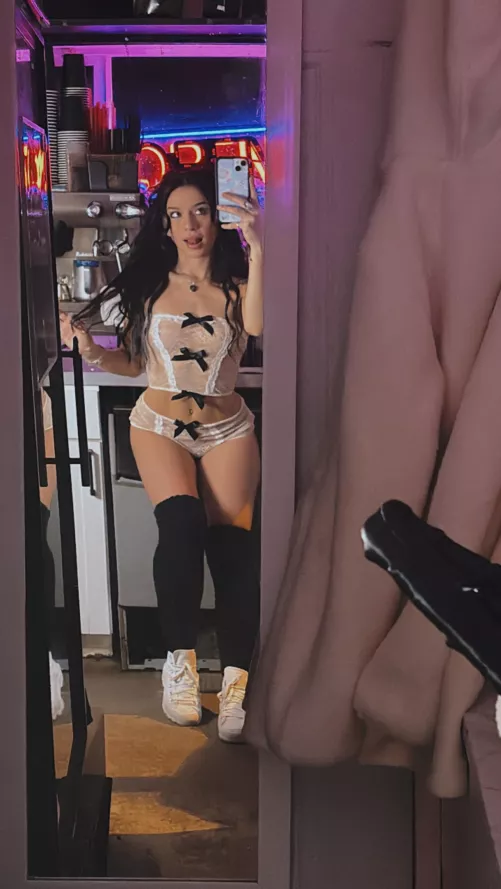 White lingerie definitely looks so good with black ribbons.