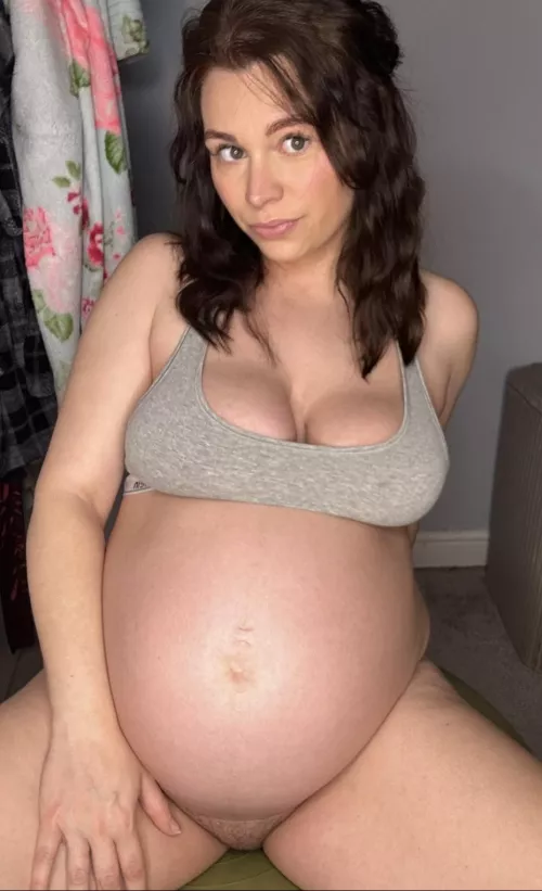 Would you bounce on my ball with me? 😜 [pregnant]