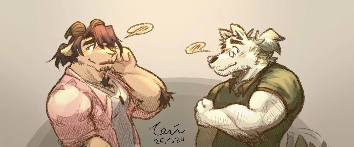You are approached by two handsome fellas, what do you do~ [Art by me]