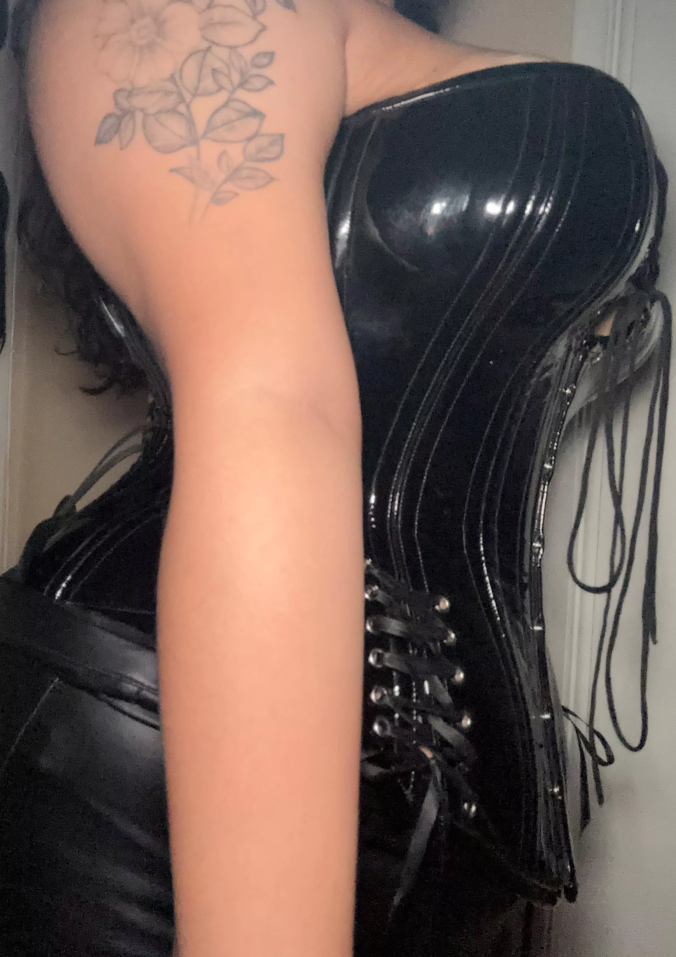 A close up shot of this overbust corset