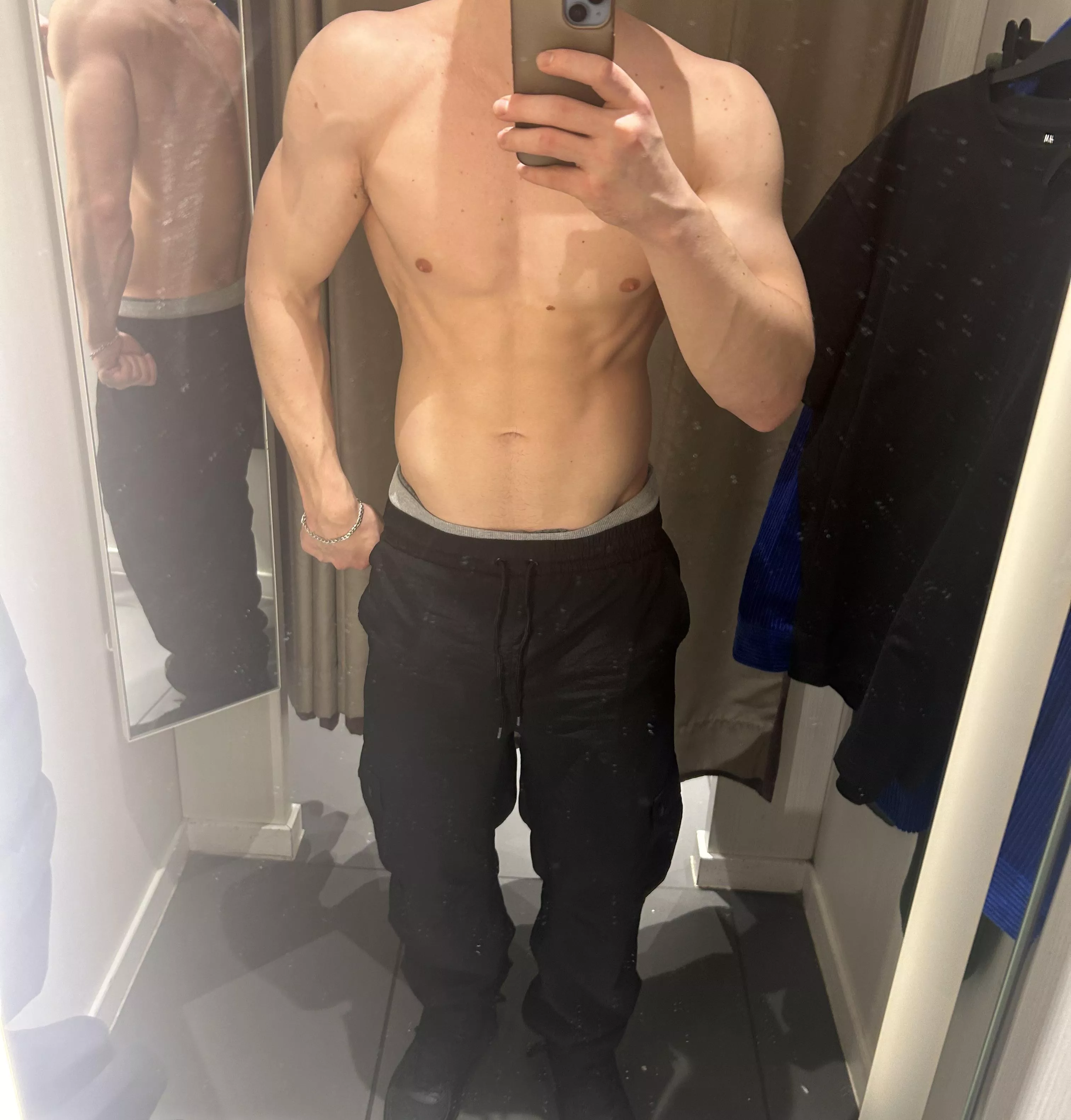 In the public changing room, tempted to get my piece out