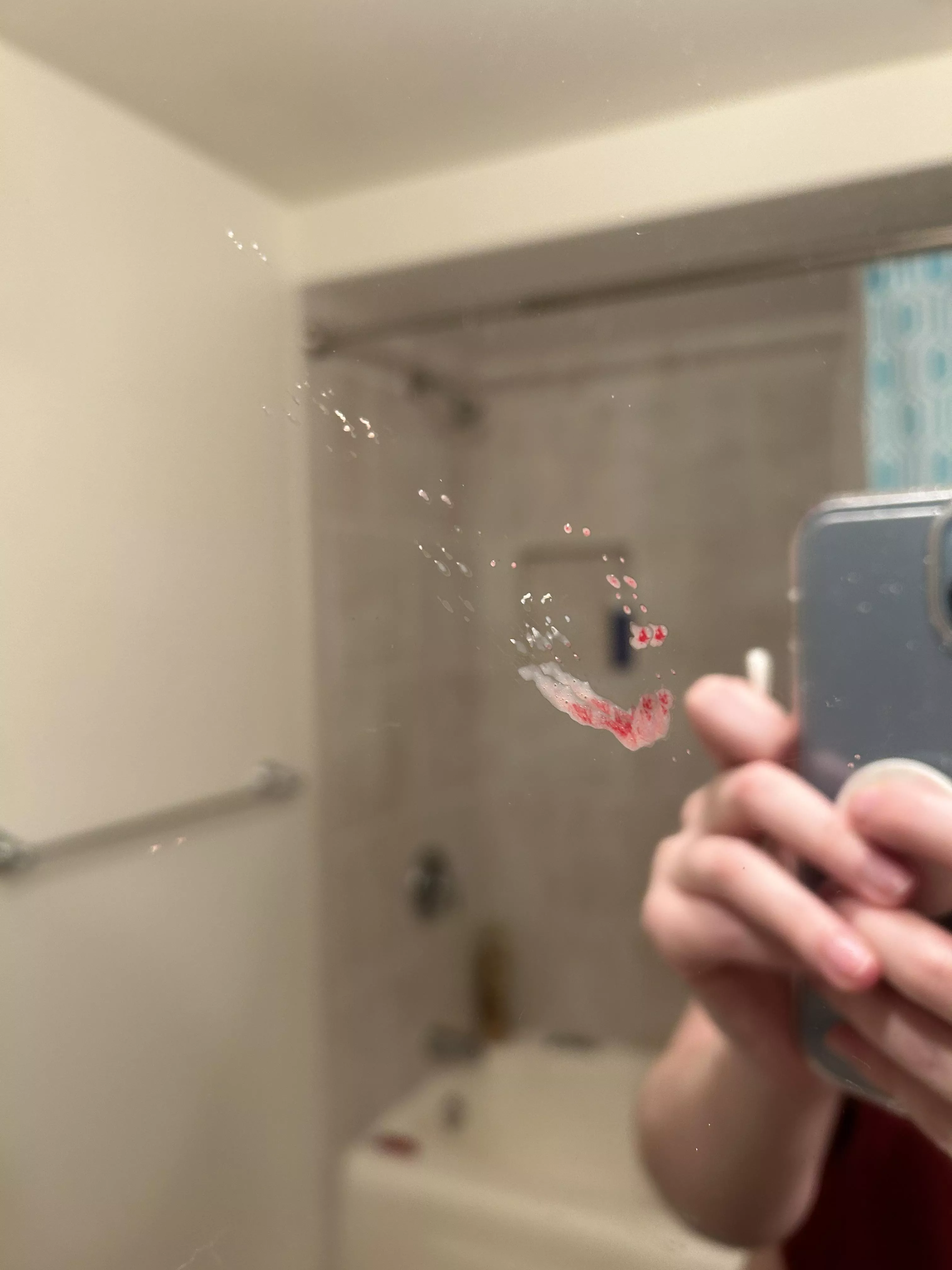 OC: was not expecting this to spray my mirror, so I only have a pic of the aftermath