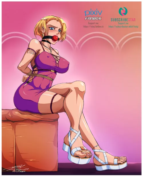 Posing in her Tight Latex Dress