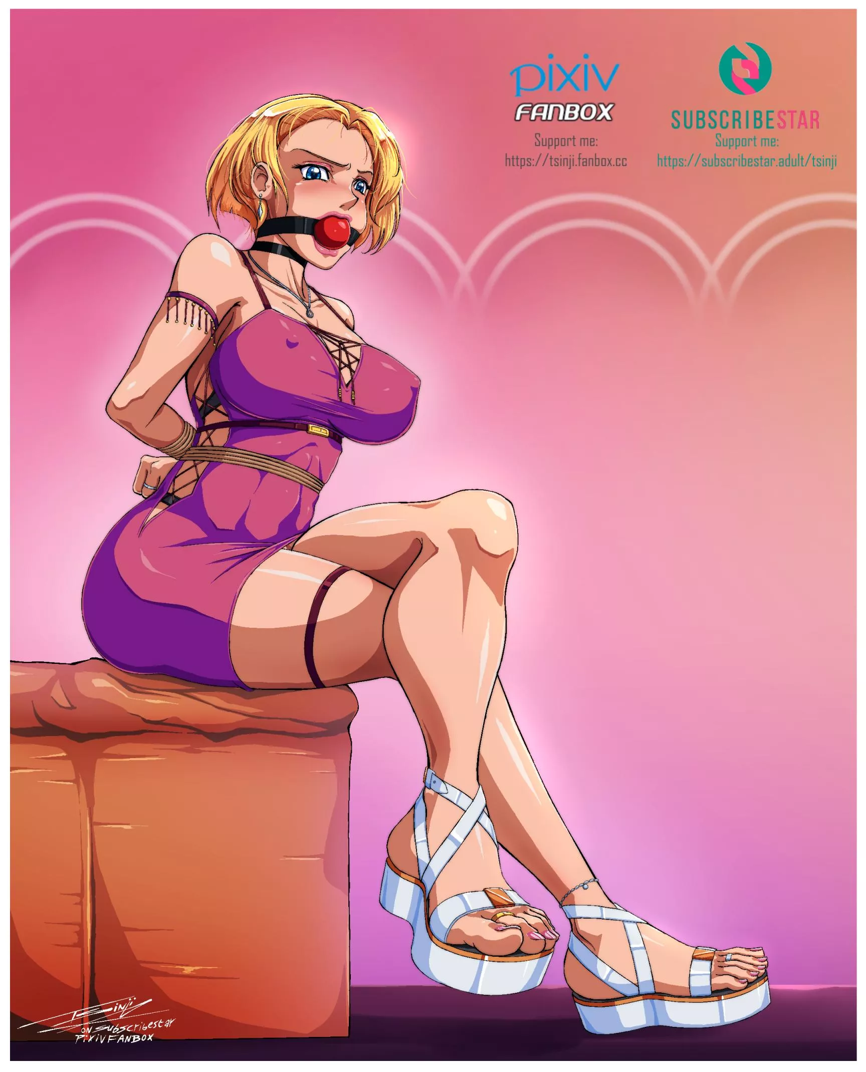 Posing in her Tight Latex Dress