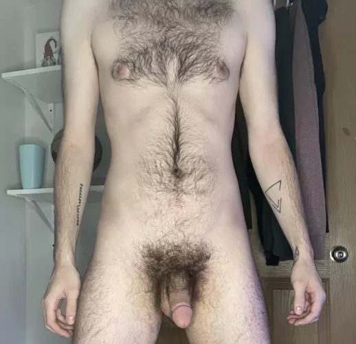 shaved my body til i was 22. realized that hairy men are the way to go! never shaving again!