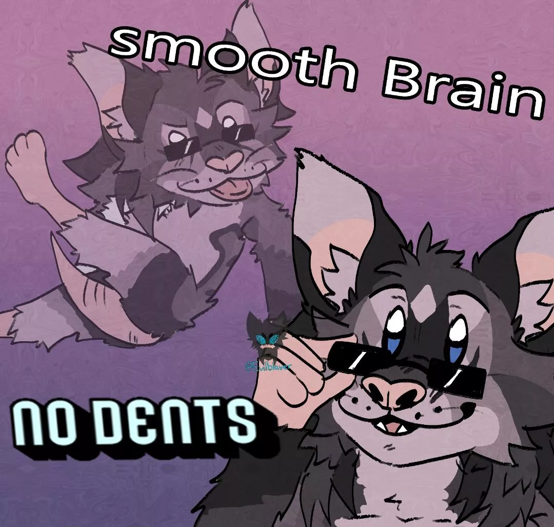 Smooth brain no dents (OC) silly doodle comm