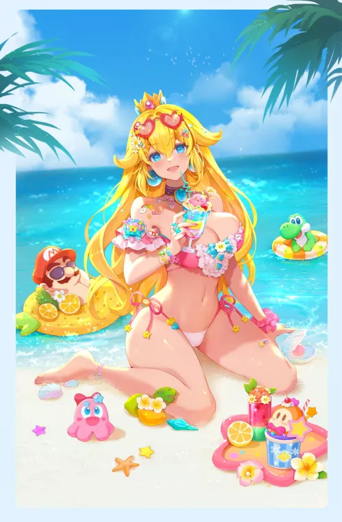 Summer Peach and Mario
