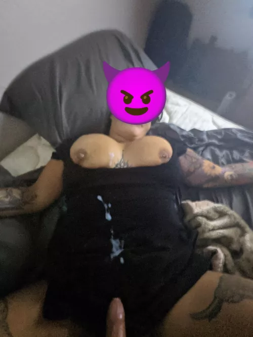 The time that my wife made a pit stop on her way home from work for some dick and came home with cum all over her dress. Old pic by felt like sharing because I love how slutty she looks here