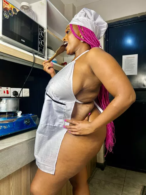 Waiting for you in the kitchen, just like you wanted [f]