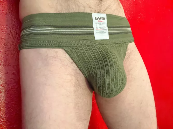 Green jockstrap, front.