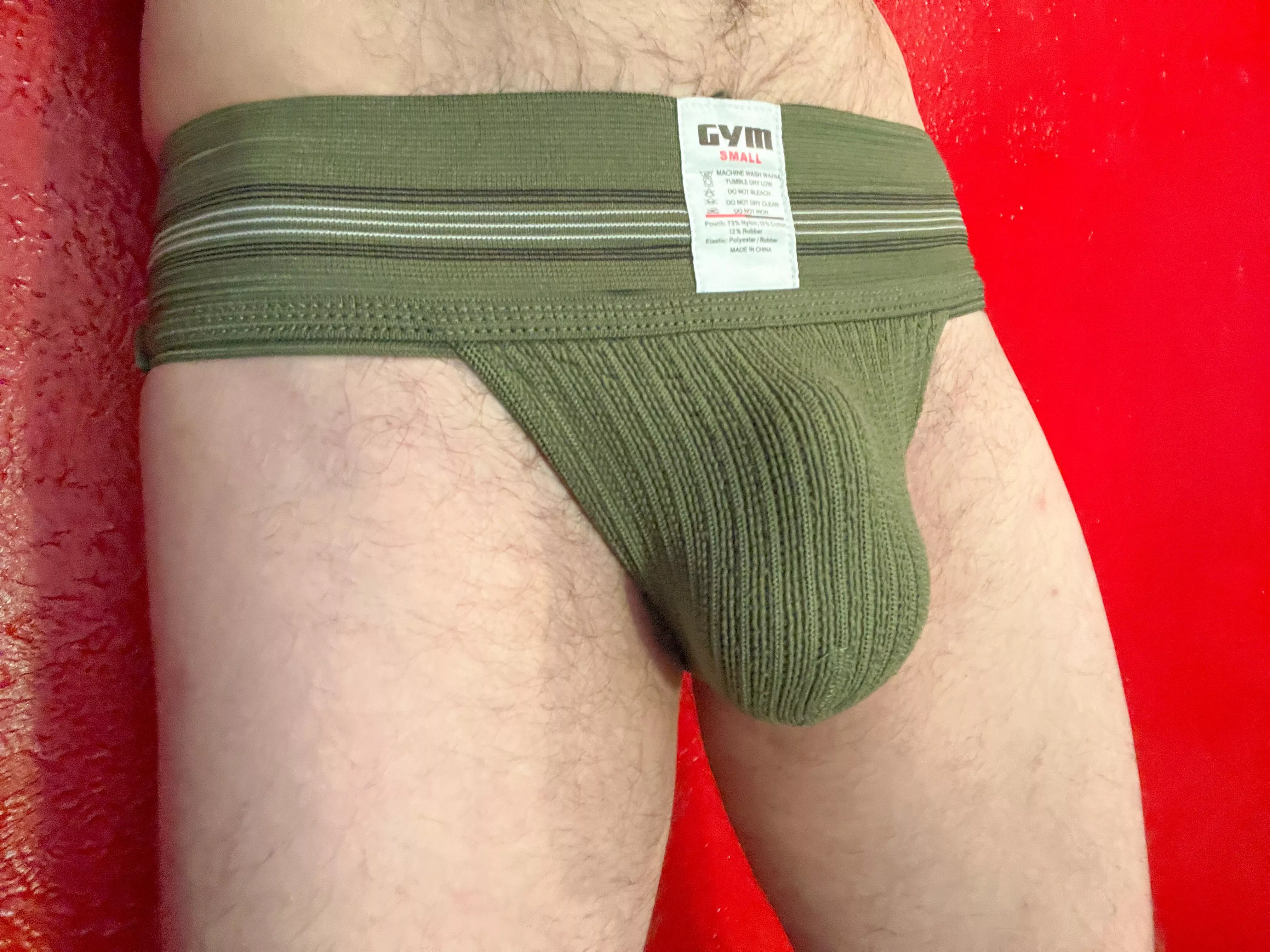 Green jockstrap, front.