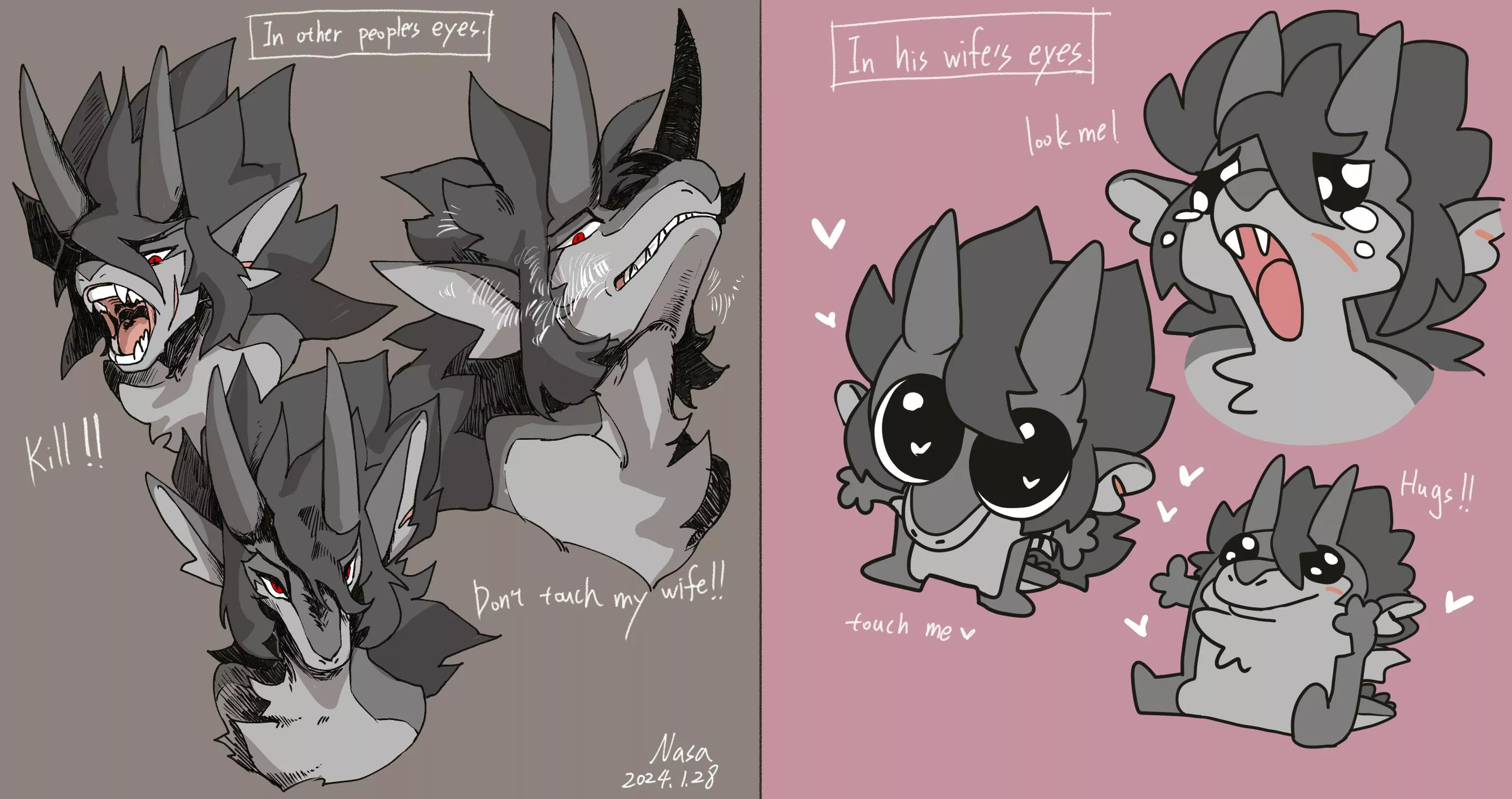 In the eyes of a lover, a fierce dragon is always a cute little baby.