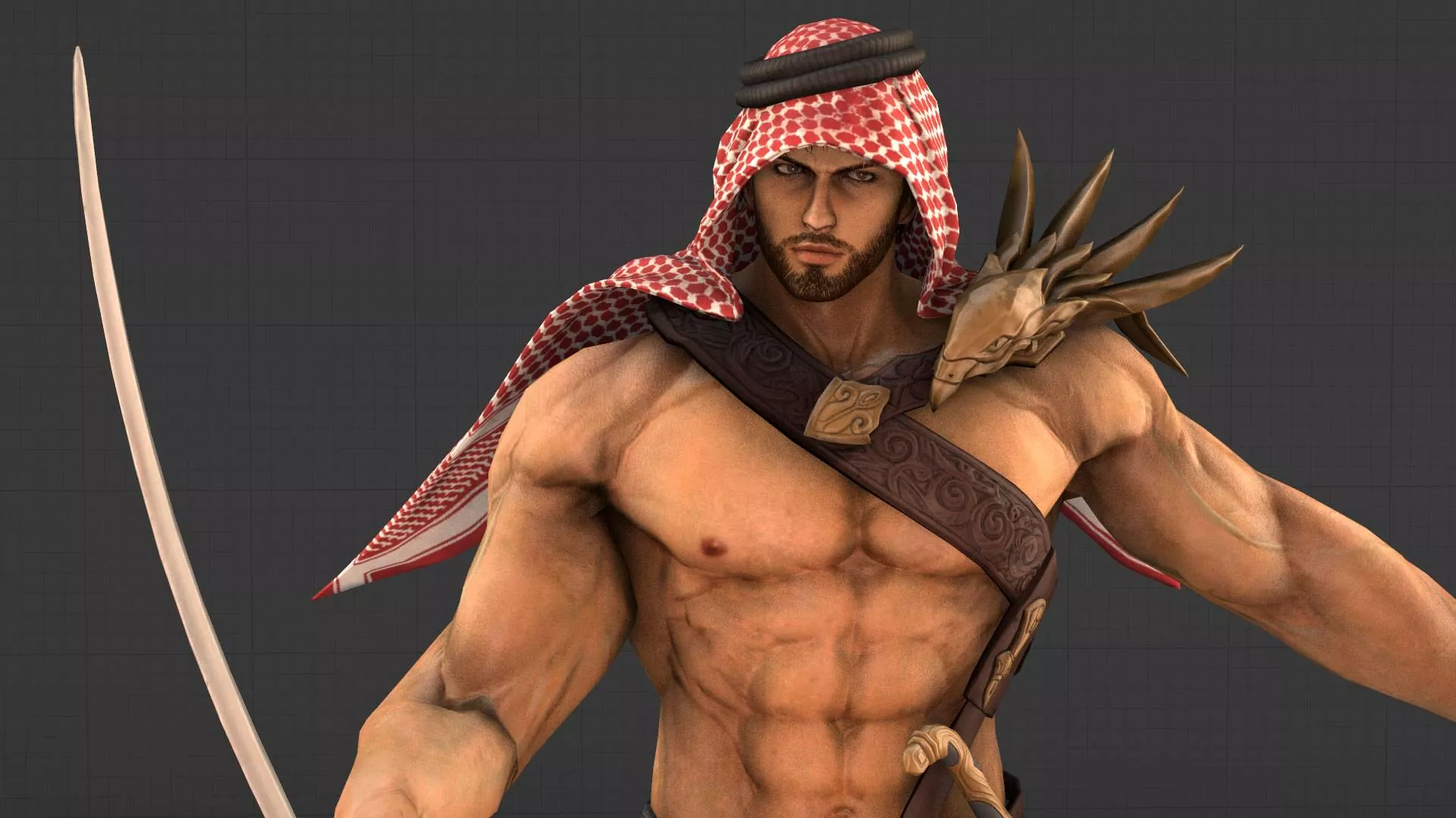 Shirtless Shaheen from Tekken