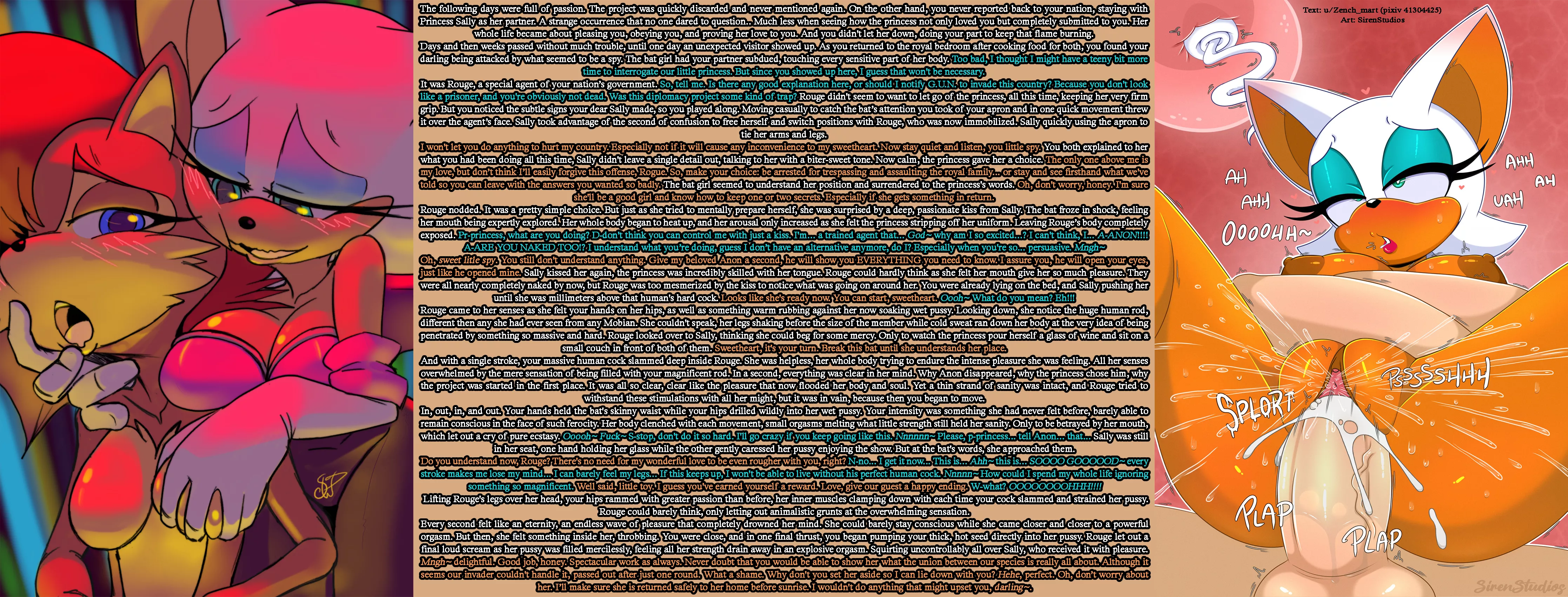 The Improvement of Mobian-Human Relationships. Part #2 [Threesome] [Human'd] [Maledom] [Creampie] [Femsub] [Commission] | Art: Sirenstudios