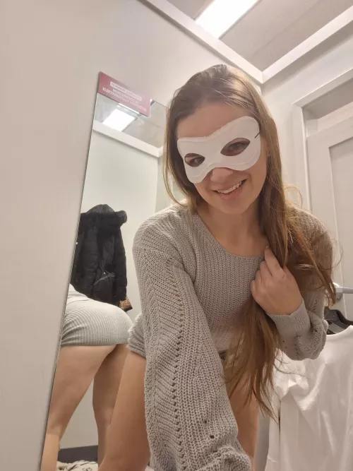 Trying on a new sweater dress