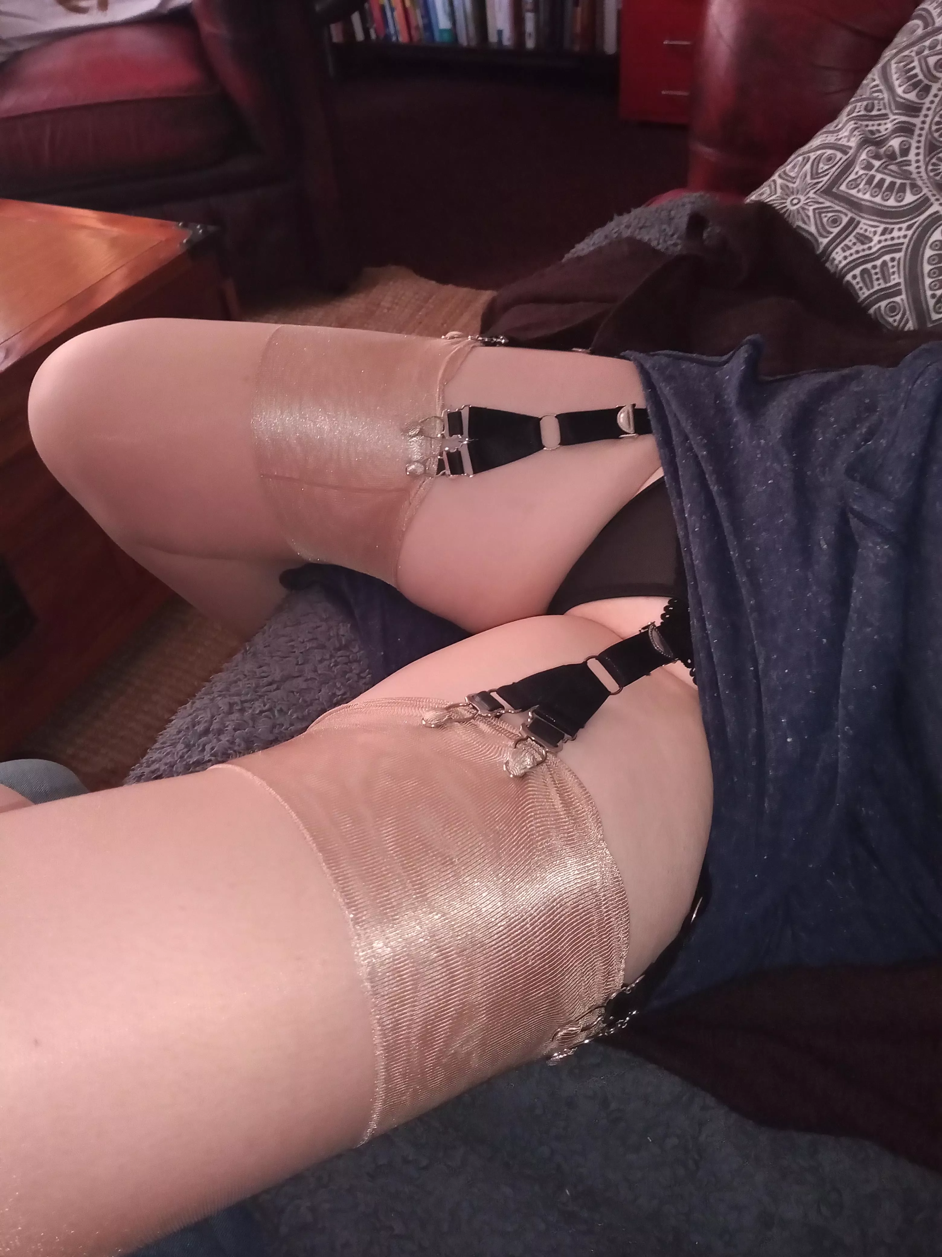 An oldie: My lunch that day, Nude nylons on her phenomenal legs.