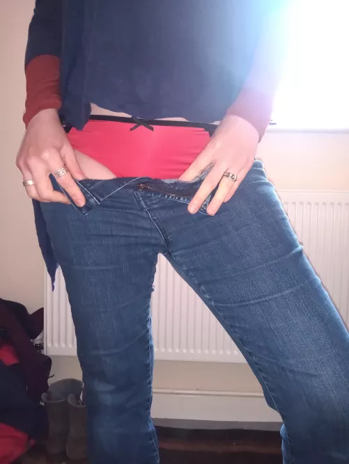 An oldie..a little peek at her Red Knickers.