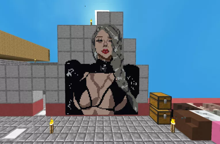 Fanart of HanaBunny in Minecraft Sky Factory 4 using the Chisels and Bits mod!